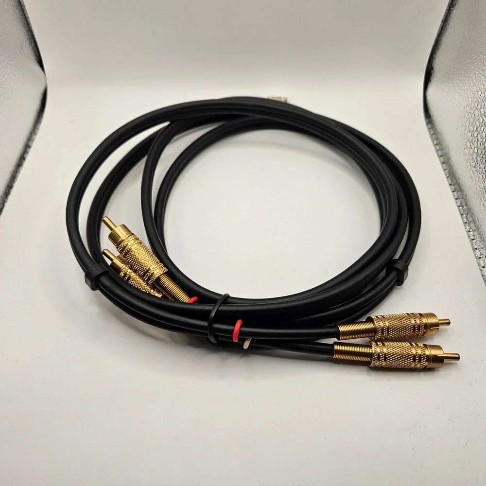 RCA Audio Interconnect Cable Pair Black Gold Plated Connectors Stereo Hi-Fi